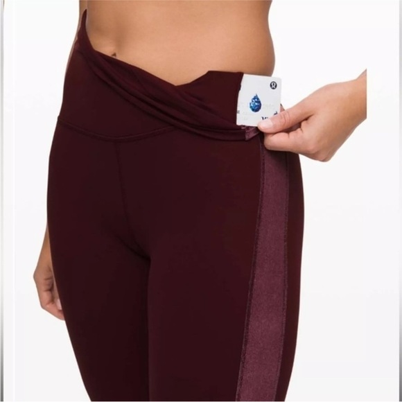 Lululemon Align Super High Rise Velvet Stripe Leggings, Garnet Red, Women's 4 - Picture 3 of 16